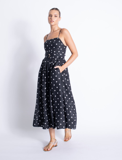 Diana Print Dress - Black Polka